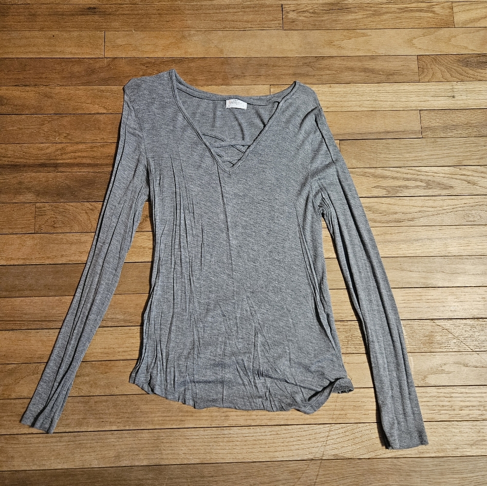 Long Sleeve Cross Neck Shirt